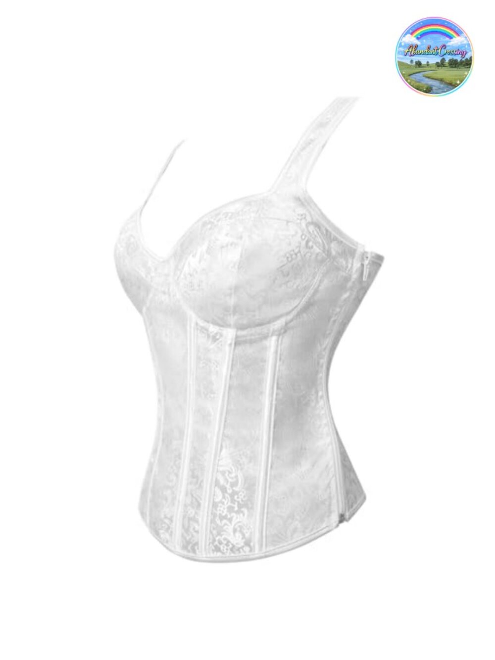 Gothic Jacquard Overbust Corset Bustier Adjustable Lace-Up Back - Picture 2 of 6